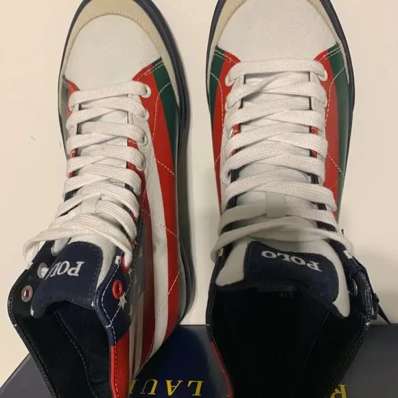 Polo Ralph Lauren Men's Solomon Flag-Print Sneakers Multicolor - Picture 8 of 9